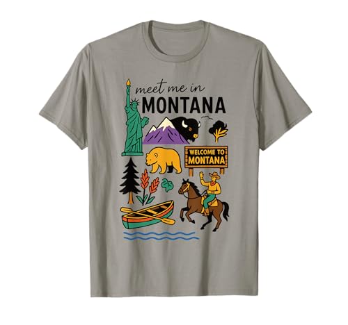 Meet me in Montana - Süßes USA Reise Retro Design für Frauen T-Shirt Meet me in Montana - Süßes USA Reise Retro Design für Frauen T-Shirt von Cute USA State Travel Outfit Women Girls