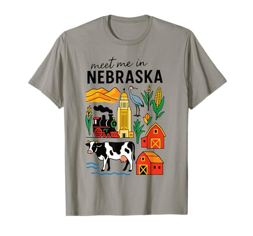 Meet me in Nebraska Süßes USA Reise Retro Design für Frauen T-Shirt von Cute USA State Travel Outfit Women Girls