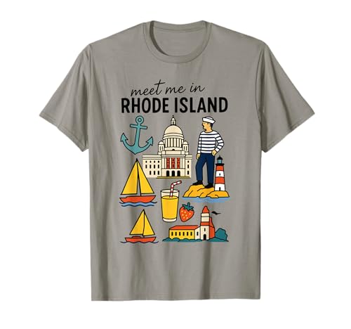 Meet me in Rhode Island Süßes USA Reise Retro Design Frauen T-Shirt Meet me in Rhode Island Süßes USA Reise Retro Design Frauen T-Shirt von Cute USA State Travel Outfit Women Girls