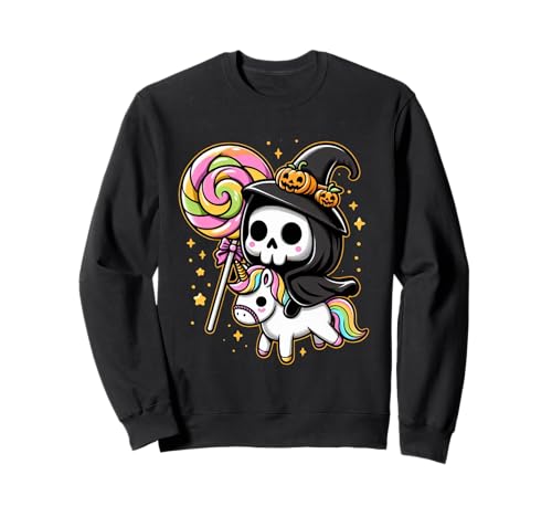 Niedlicher Sensenmann Hexe reitet Einhorn Halloween Girl Squad Sweatshirt Niedlicher Sensenmann Hexe reitet Einhorn Halloween Girl Squad Sweatshirt von Cute Unicorn Candy Squad Halloween Reaper Parade