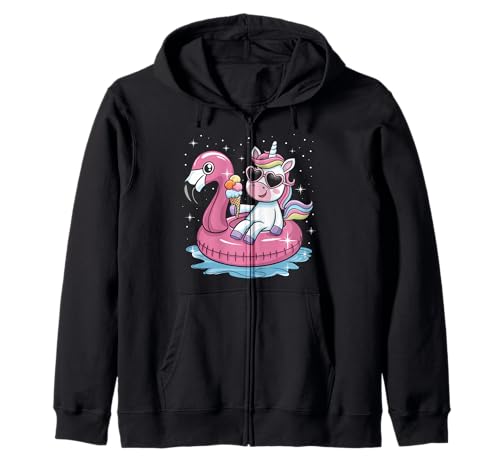 Einhorn Flamingo Float Pool Party EIS Mädchen Bday Squad Kapuzenjacke von Cute Unicorn Flamingo Float Summer Fun Women Mom