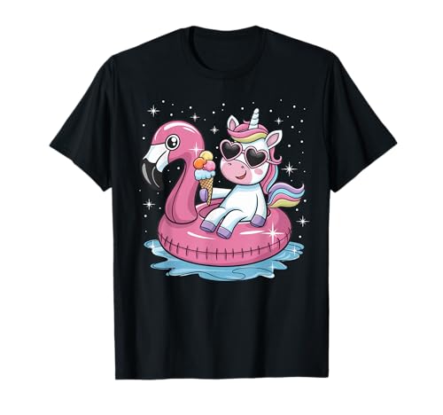 Einhorn Flamingo Float Pool Party Eis Mädchen Bday Squad T-Shirt Einhorn Flamingo Float Pool Party Eis Mädchen Bday Squad T-Shirt von Cute Unicorn Flamingo Float Summer Fun Women Mom
