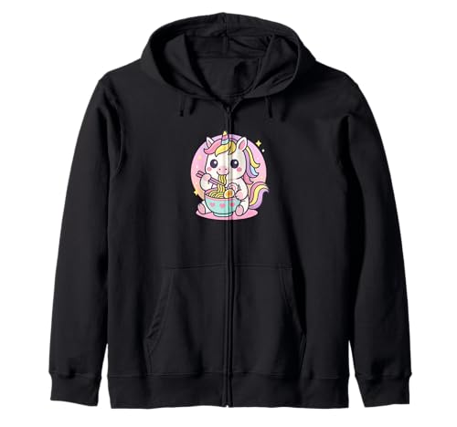 Einhorn Essen Ramen Kawaii Japanisches Essen Männer Frauen Kinder Kapuzenjacke von Cute Unicorn Ramen Noodles Lover Merch Gifts