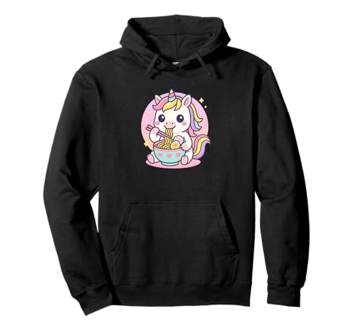 Einhorn Essen Ramen Kawaii Japanisches Essen Männer Frauen Kinder Pullover Hoodie von Cute Unicorn Ramen Noodles Lover Merch Gifts