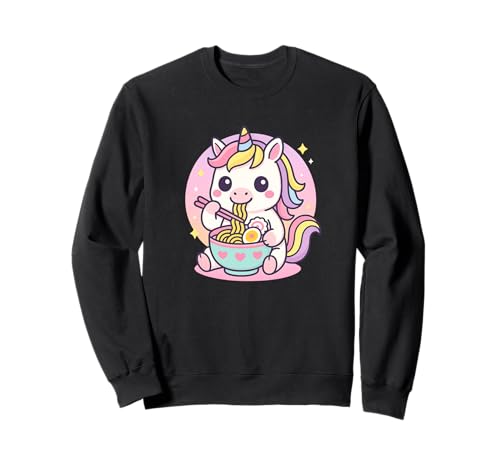 Einhorn Essen Ramen Kawaii Japanisches Essen Männer Frauen Kinder Sweatshirt von Cute Unicorn Ramen Noodles Lover Merch Gifts