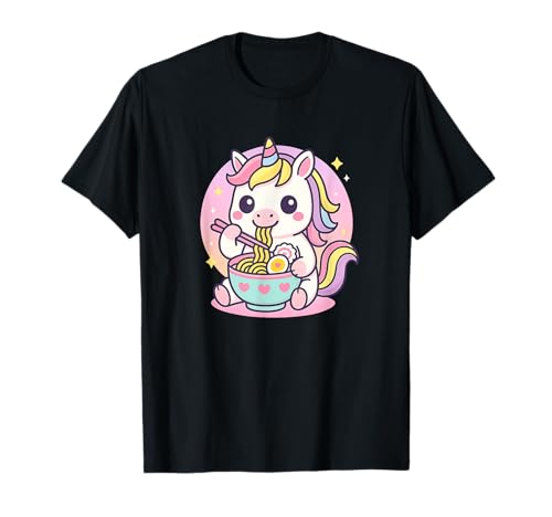Einhorn Essen Ramen Kawaii Japanisches Essen Männer Frauen Kinder T-Shirt von Cute Unicorn Ramen Noodles Lover Merch Gifts