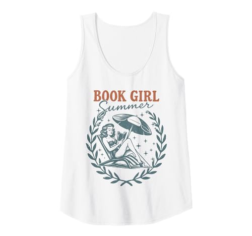 Damen Buch Mädchen Sommer Retro Strand Leser Vintage Tank Top von Cute Vintage Bookish Summer Reading Girl Shirt