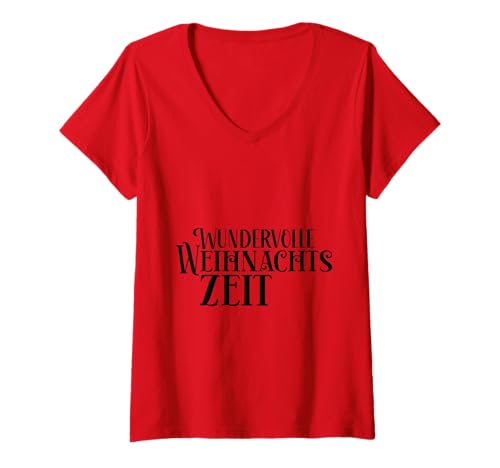 Damen Wunderbare Weihnachtszeit! Weihnachten Winter Schnee T-Shirt mit V-Ausschnitt von Cute Winter and Christmas Designs