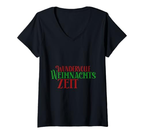 Damen Wunderbare Weihnachtszeit! Weihnachten Winter Schnee T-Shirt mit V-Ausschnitt von Cute Winter and Christmas Designs