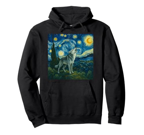 Wolf Sternennacht Heulender Mond lustiger Wolf für Männer Frauen Kinder Pullover Hoodie Wolf Sternennacht Heulender Mond lustiger Wolf für Männer Frauen Kinder Pullover Hoodie von Cute Wolf lovers Van Gogh Apparel Graphic
