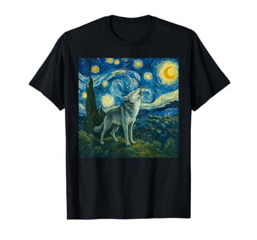 Wolf Sternennacht Heulender Mond lustiger Wolf für Männer Frauen Kinder T-Shirt Wolf Sternennacht Heulender Mond lustiger Wolf für Männer Frauen Kinder T-Shirt von Cute Wolf lovers Van Gogh Apparel Graphic