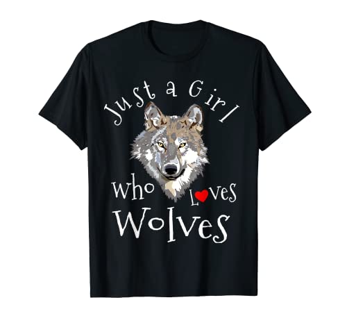 Just a Girl who Loves Wolves Mädchen Wolfsliebhaber Wolf T-Shirt von Cute Wolves Co.