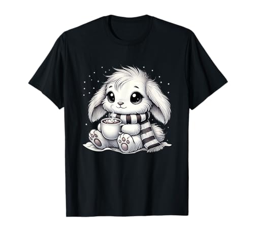 Weihnachten Kaninchen & Kaffee Frauen Kaninchenliebhaber T-Shirt von Cute Womens Girl Rabbit xMas Designs