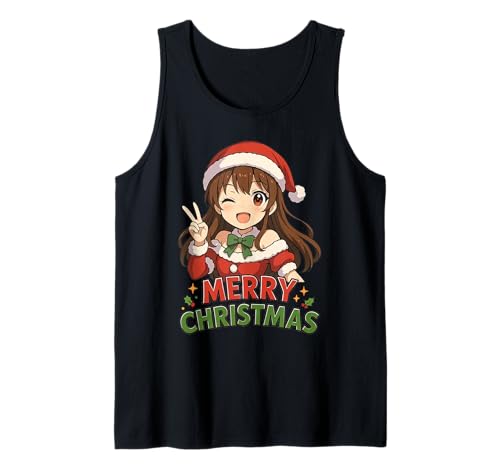 Kawaii Anime Girl Santa Frohe Weihnachten Otaku Tank Top Kawaii Anime Girl Santa Frohe Weihnachten Otaku Tank Top von Cute XMAS Japanese Christmas Anime Manga Lover