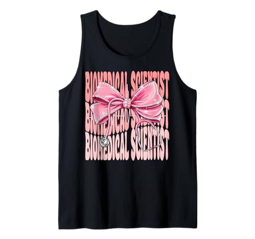 Biomedizinische Wissenschaftlerin Wochentag für Frauen Rosa Kokette Schleife Tank Top von Cute and Funny Coquette Biomedical Scientist
