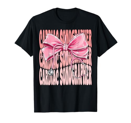 Kardiosonograph Week Day für Damen, rosa Kokettenschleife T-Shirt Kardiosonograph Week Day für Damen, rosa Kokettenschleife T-Shirt von Cute and Funny Coquette Cardiac Sonographer