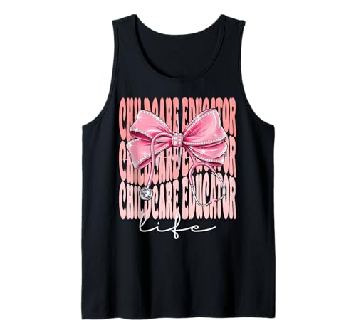 Kinderbetreuerin Life Week Day für Frauen, rosa Kokettenschleife Tank Top Kinderbetreuerin Life Week Day für Frauen, rosa Kokettenschleife Tank Top von Cute and Funny Coquette Childcare Educator Life
