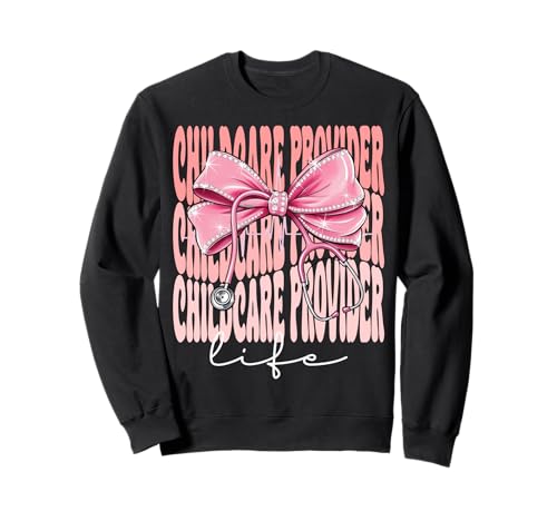 Kinderbetreuungsanbieter Life Week Day für Frauen Rosa Kokette Schleife Sweatshirt von Cute and Funny Coquette Childcare Provider Life