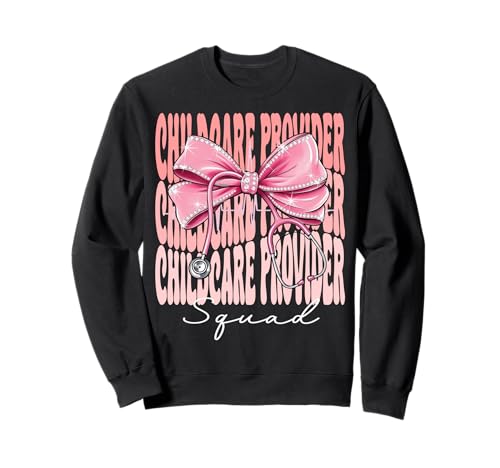 Kinderbetreuungsanbieter Squad Wochentag für Frauen Kokette Schleife Sweatshirt Kinderbetreuungsanbieter Squad Wochentag für Frauen Kokette Schleife Sweatshirt von Cute and Funny Coquette Childcare Provider Squad