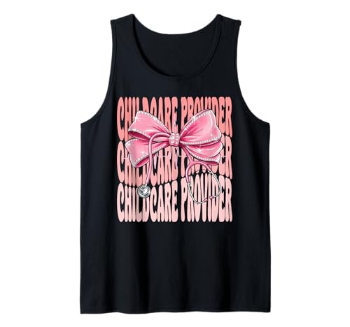 Kinderbetreuungsanbieter Wochentag für Frauen Rosa Kokette Schleife Tank Top Kinderbetreuungsanbieter Wochentag für Frauen Rosa Kokette Schleife Tank Top von Cute and Funny Coquette Childcare Provider