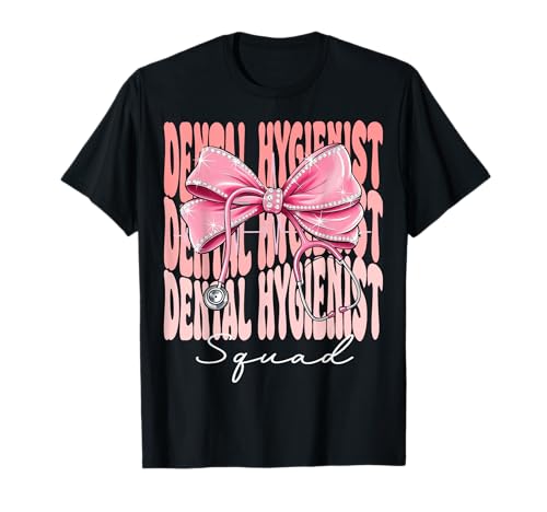 Dental Hygienist Squad Week Day für Damen, Kokettenschleife, Rosa T-Shirt Dental Hygienist Squad Week Day für Damen, Kokettenschleife, Rosa T-Shirt von Cute and Funny Coquette Dental Hygienist Squad