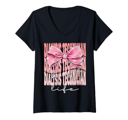 Damen Dialyse-Techniker Lebenswoche Tag für Frauen Kokette Bogen T-Shirt mit V-Ausschnitt Damen Dialyse-Techniker Lebenswoche Tag für Frauen Kokette Bogen T-Shirt mit V-Ausschnitt von Cute and Funny Coquette Dialysis Technician Life