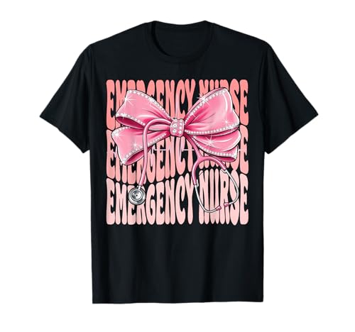 Notfall-Krankenschwesterwoche für Frauen, rosa Kokette Schleife T-Shirt Notfall-Krankenschwesterwoche für Frauen, rosa Kokette Schleife T-Shirt von Cute and Funny Coquette Emergency Nurse