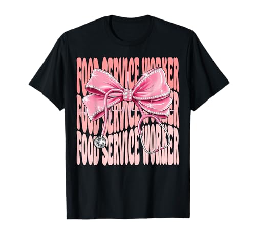 Wochentag für Frauen in der Gastronomie, rosa Kokettenschleife T-Shirt Wochentag für Frauen in der Gastronomie, rosa Kokettenschleife T-Shirt von Cute and Funny Coquette Food Service Worker