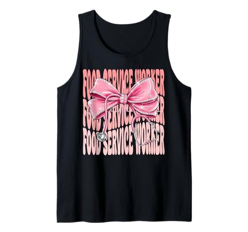 Wochentag für Frauen in der Gastronomie, rosa Kokettenschleife Tank Top Wochentag für Frauen in der Gastronomie, rosa Kokettenschleife Tank Top von Cute and Funny Coquette Food Service Worker