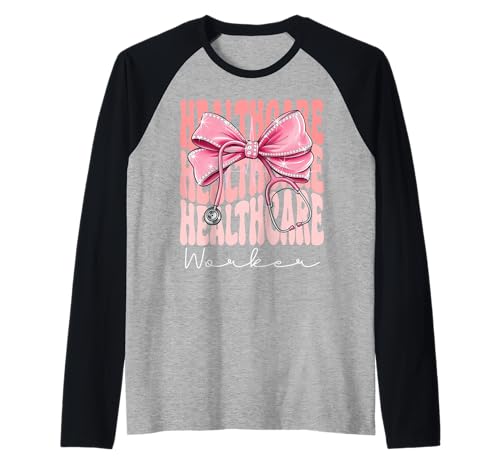 Healthcare Assistant Squad Week Day für Frauen Coquette Bow Raglan von Cute and Funny Coquette Healthcare Assistant Squad