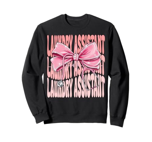 Wäscheassistent Wochentag für Frauen Rosa Kokette Schleife Sweatshirt Wäscheassistent Wochentag für Frauen Rosa Kokette Schleife Sweatshirt von Cute and Funny Coquette Laundry Assistant