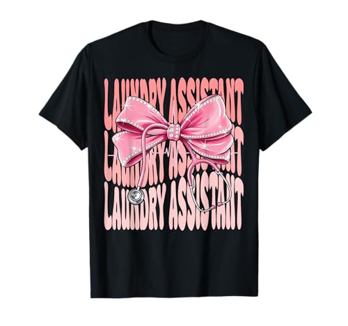Wäscheassistent Wochentag für Frauen Rosa Kokette Schleife T-Shirt Wäscheassistent Wochentag für Frauen Rosa Kokette Schleife T-Shirt von Cute and Funny Coquette Laundry Assistant