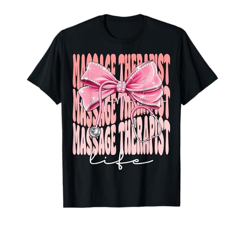 Massagetherapeutin Life Week Day für Frauen Rosa Kokette Schleife T-Shirt von Cute and Funny Coquette Massage Therapist Life