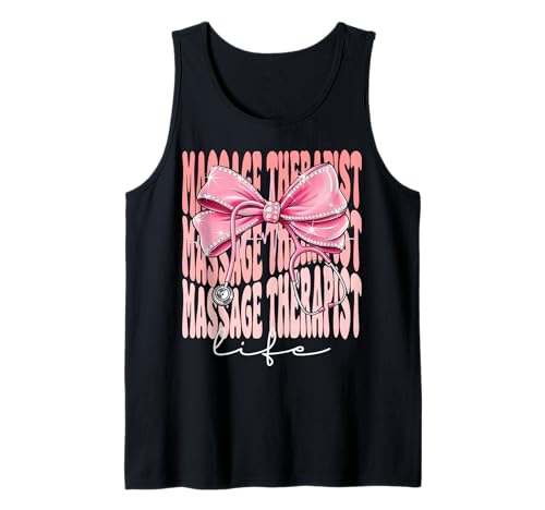 Massagetherapeutin Life Week Day für Frauen Rosa Kokette Schleife Tank Top von Cute and Funny Coquette Massage Therapist Life