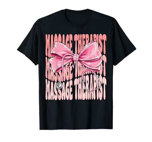 Massagetherapeutin Wochentag für Frauen, rosa Kokette Schleife T-Shirt Massagetherapeutin Wochentag für Frauen, rosa Kokette Schleife T-Shirt von Cute and Funny Coquette Massage Therapist