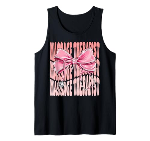Massagetherapeutin Wochentag für Frauen, rosa Kokette Schleife Tank Top von Cute and Funny Coquette Massage Therapist