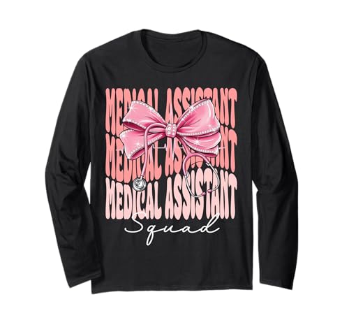Medical Assistant Squad Week Day für Damen, pinkfarbener Kokettenbogen Langarmshirt Medical Assistant Squad Week Day für Damen, pinkfarbener Kokettenbogen Langarmshirt von Cute and Funny Coquette Medical Assistant Squad