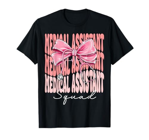 Medical Assistant Squad Week Day für Damen, pinkfarbener Kokettenbogen T-Shirt Medical Assistant Squad Week Day für Damen, pinkfarbener Kokettenbogen T-Shirt von Cute and Funny Coquette Medical Assistant Squad