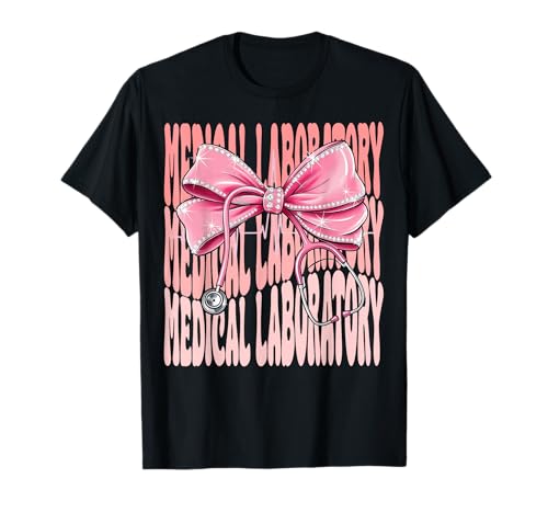 Medizinisches Labor Wochentag für Frauen Rosa Kokette Schleife T-Shirt von Cute and Funny Coquette Medical Laboratory