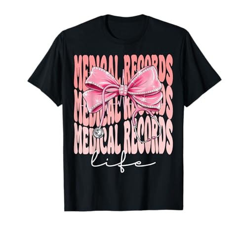 Medical Records Life Week Day für Damen, rosa Kokettenschleife T-Shirt Medical Records Life Week Day für Damen, rosa Kokettenschleife T-Shirt von Cute and Funny Coquette Medical Records Life