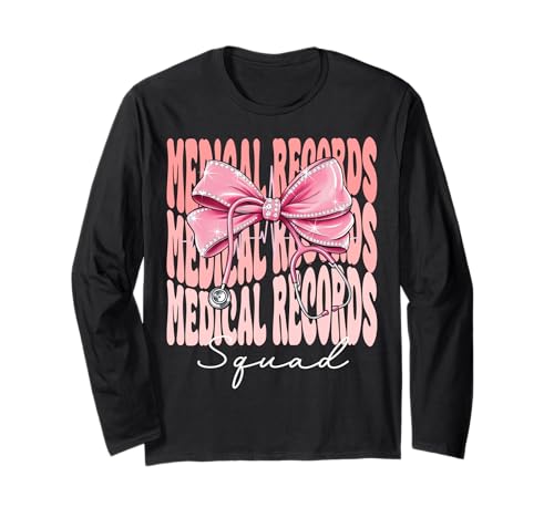 Medical Records Squad Week Day für Damen, pinkfarbener Kokettenbogen Langarmshirt Medical Records Squad Week Day für Damen, pinkfarbener Kokettenbogen Langarmshirt von Cute and Funny Coquette Medical Records Squad