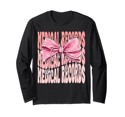 Medical Records Woek Day for Women Pink Coquette Bow Langarmshirt Medical Records Woek Day for Women Pink Coquette Bow Langarmshirt von Cute and Funny Coquette Medical Records