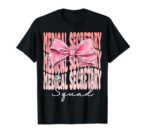 Medical Secretary Squad Week Day für Damen, rosa Kokettenschleife T-Shirt Medical Secretary Squad Week Day für Damen, rosa Kokettenschleife T-Shirt von Cute and Funny Coquette Medical Secretary Squad
