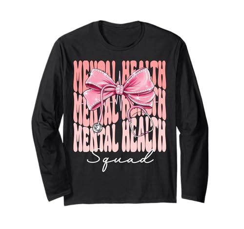 Mental Health Squad Week Day für Damen, rosa Kokettenschleife Langarmshirt von Cute and Funny Coquette Mental Health Squad