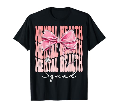 Mental Health Squad Week Day für Damen, rosa Kokettenschleife T-Shirt Mental Health Squad Week Day für Damen, rosa Kokettenschleife T-Shirt von Cute and Funny Coquette Mental Health Squad