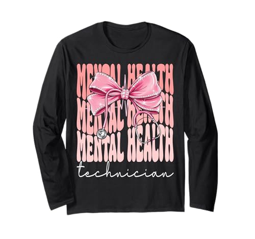 Wochentag für Psychologietechniker für Frauen Coquette Bow Langarmshirt Wochentag für Psychologietechniker für Frauen Coquette Bow Langarmshirt von Cute and Funny Coquette Mental Health Technician