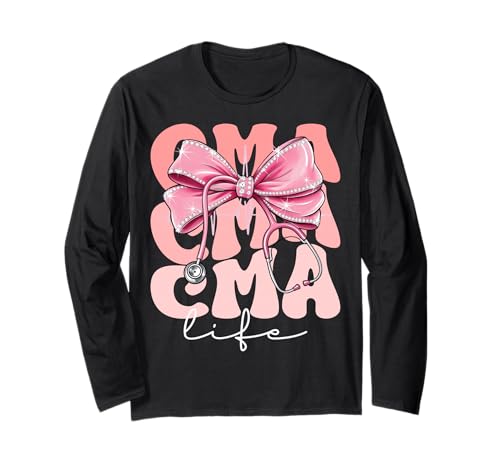 CMA Life Week Day for Women Pink Coquette Bow Stethoskop Langarmshirt CMA Life Week Day for Women Pink Coquette Bow Stethoskop Langarmshirt von Cute and Funny Groovy Coquette CMA Life