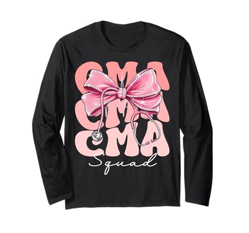 CMA Squad Week Day for Women Pink Coquette Bow Stethoskop Langarmshirt CMA Squad Week Day for Women Pink Coquette Bow Stethoskop Langarmshirt von Cute and Funny Groovy Coquette CMA Squad