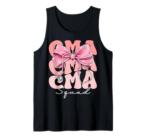 CMA Squad Week Day for Women Pink Coquette Bow Stethoskop Tank Top CMA Squad Week Day for Women Pink Coquette Bow Stethoskop Tank Top von Cute and Funny Groovy Coquette CMA Squad