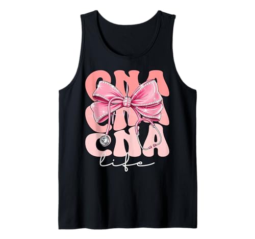 CNA Life Week Day for Women Pink Coquette Bow Stethoskop Tank Top CNA Life Week Day for Women Pink Coquette Bow Stethoskop Tank Top von Cute and Funny Groovy Coquette CNA Life